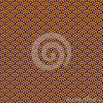 Simple vector pixel art seamless pattern of minimalistic carrot orange and jacarta colors geometric scaly hexagon pattern Stock Photo