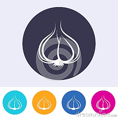 Simple vector round garlic icon on white Vector Illustration