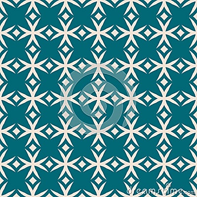 Simple vector seamless pattern. Teal and beige geometric ornament. Gothic style Vector Illustration