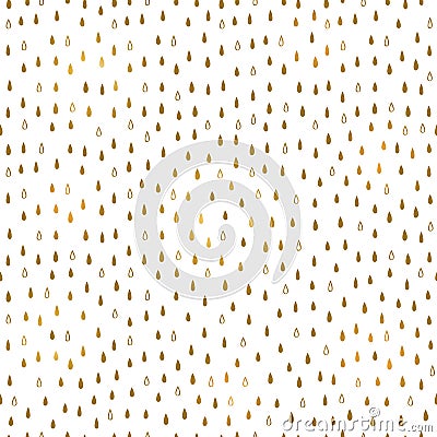 Simple vector seamless rain pattern in gold Vector Illustration