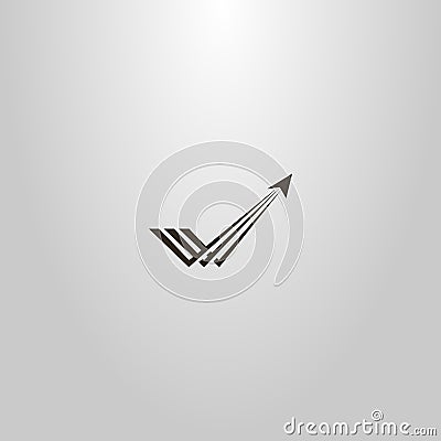 Simple vector sign of an abstract airplane taking off with a trace of it Vector Illustration
