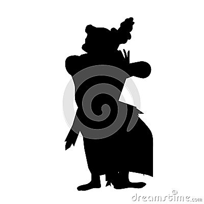 Simple Vector Silhouette of Young Girl Traditional Bali Indonesia Vector Illustration