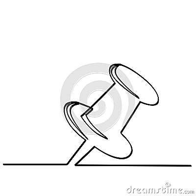simple vector sketch push pin single one line art, continuous Vector Illustration