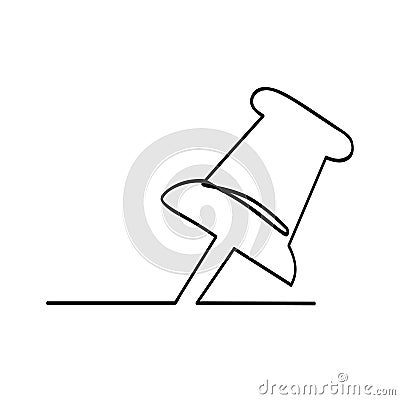 simple vector sketch push pin single one line art, continuous Vector Illustration