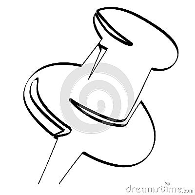 simple vector sketch push pin single one line art, continuous Vector Illustration