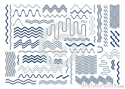 Simple vector wavy line design elements set Vector Illustration