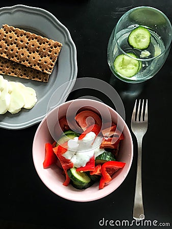 A Simple Vegetarian Breakfast. Stock Photo