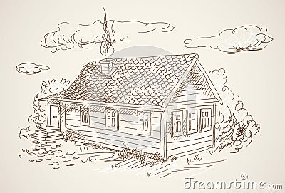 Simple village house Vector Illustration