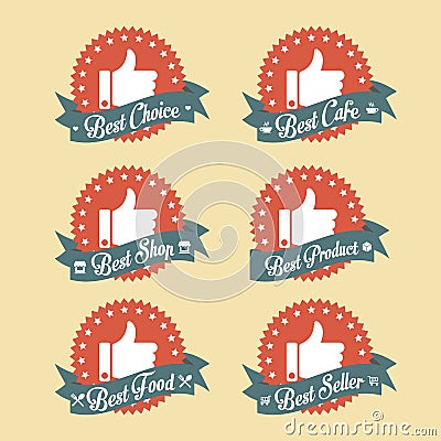 Simple Vintage Best Choice Badge Set Vector Illustration