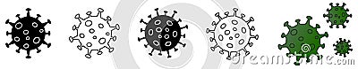 Simple virus drawing icon set, can be used as illustration for ncov coronavirus / covid 19 Vector Illustration