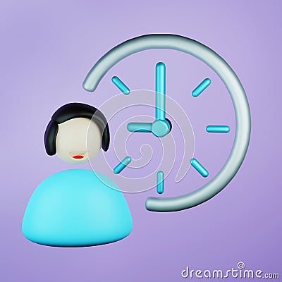 Simple visualization of a deline icon - character and clock. 3D rendering Stock Photo