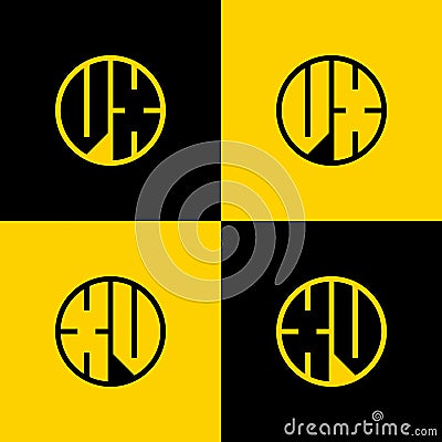 Simple VX and XV Letter Circle Logo Set, suitable for business with VX and XV initial Vector Illustration