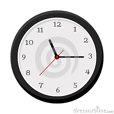 Simple wall clock isolated on white Vector Illustration