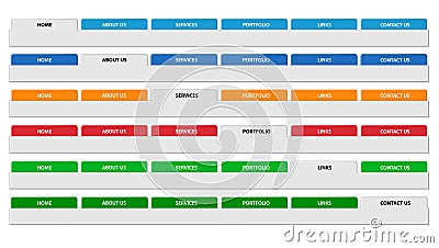 Simple web menu header set. Vector. Vector Illustration