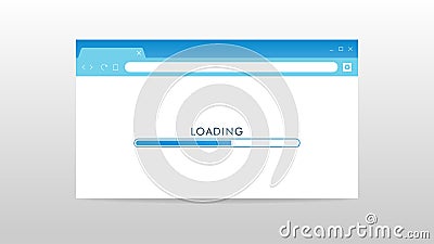 Simple website browser with loading progress page concept. Internet and online surfing things. Vector illustration Vector Illustration