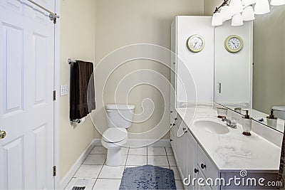 Simple white bathroom Stock Photo