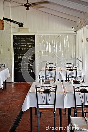 Simple white restaurant interior Stock Photo