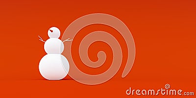 Simple white Snowman on lush orange background Stock Photo