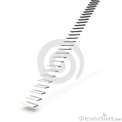 A simple white staircase that stretches out endlessly. A concept illustration that represents ascension and sublimation to another Cartoon Illustration