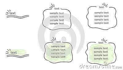 Set of simple wire-like text frames, with and without background. Vector Illustration