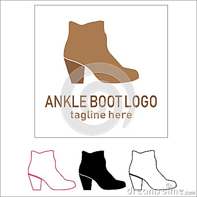 Simple women ankle boots shoes logo template Stock Photo