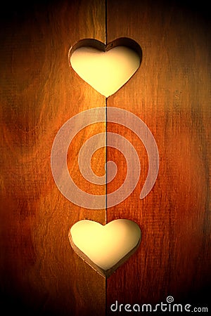 Simple Wooden Hearts Stock Photo