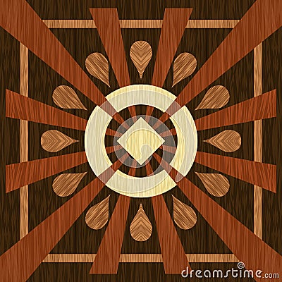 Simple wooden inlays composed of rectangles of differently colored wood. Wooden texture, floor parquet. Vector Illustration