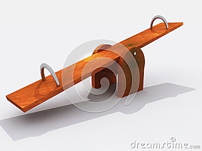 Simple wooden seesaw Stock Photo