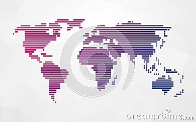 simple world map made up of colored stripes Vector Illustration