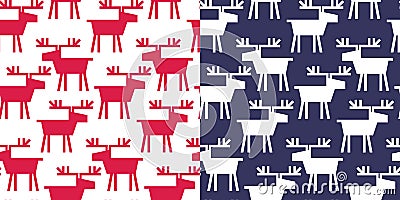 Simple xmas seamless pattern with deer f Vector Illustration