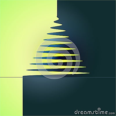 Simple xmas tree yellow blue vector Vector Illustration
