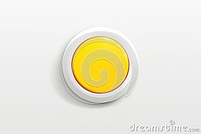 Simple yellow button placed on clean white surface. This versatile image can be used for various Stock Photo