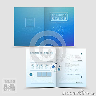 Simplicity half-fold brochure template design Vector Illustration