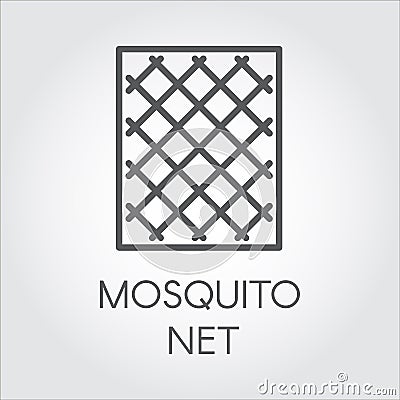 Simplicity icon in linear style of mosquito nets for windows. Concept of protection from insects. Vector Illustrator Vector Illustration