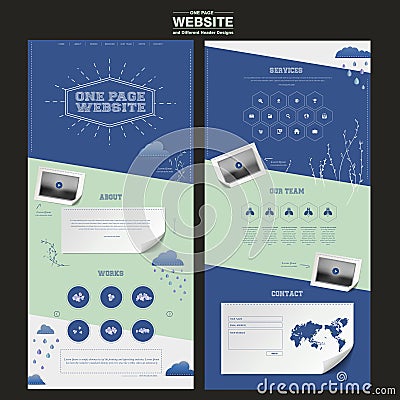 Simplicity one page website template design Vector Illustration