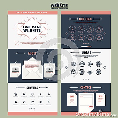 Simplicity one page website template design Vector Illustration