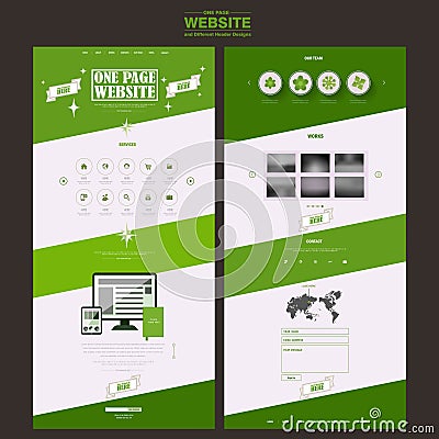 Simplicity one page website template design Vector Illustration