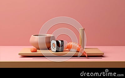 Simplicity in Sushi Embracing Minimalist Elegance. Generative AI Stock Photo