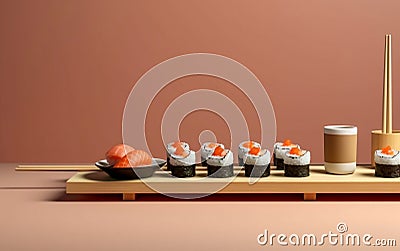 Simplicity in Sushi Embracing Minimalist Elegance. Generative AI Stock Photo