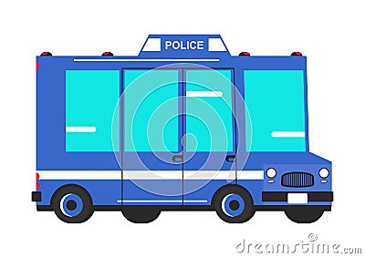Simplified cartoon police car. Vector Illustration