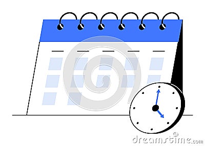 Simplified Desk Calendar with Clock for Efficient Time Management Visual Concept Stock Photo