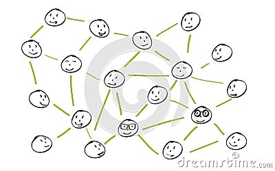 Simplified illustration of a social network Vector Illustration