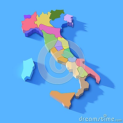 Simplified Italy map with regions, vector illustration Cartoon Illustration