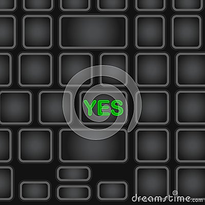 Simplified keyboard with one word only . Black laptop keyboard with a button confirmation . Eps 10 illustration Cartoon Illustration