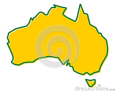 Simplified map of Australia outline. Fill and stroke are national colours. Vector Illustration