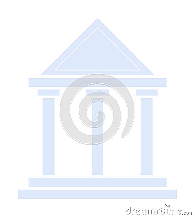 Simplified Outline of Classical Building with Columns and Triangle Roof Structure Vector Illustration