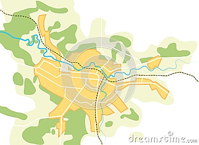 Simplified Vector Map of The City II Vector Illustration