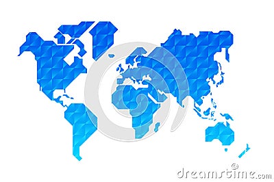 Simplified world map drawn with sharp straight lines Vector Illustration