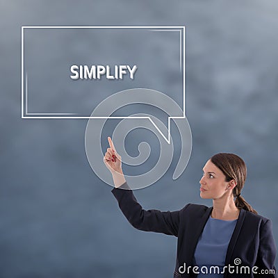 SIMPLIFY Business Concept. Business Woman Stock Photo