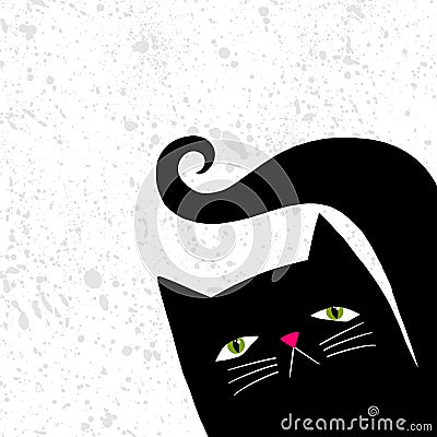 Funny Back Cat Flat Graphic Portrait Art Vector Illustration